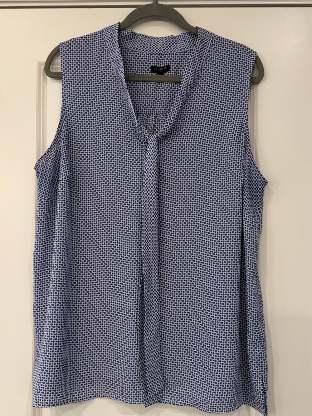 Talbots Blue Printed Sleeveless Tie-Neck Camisole